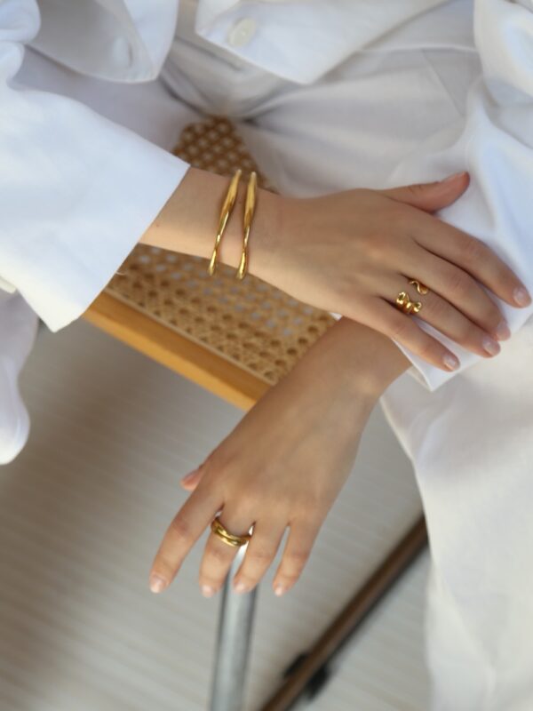 VJOSA DUO – 18 K Gold plated minimal adjustable cuff bracelets - Image 2