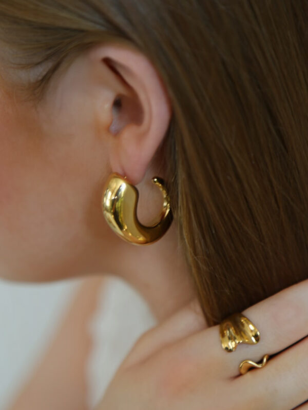 BUNA 18 K Gold plated bold earring hoops - Image 3