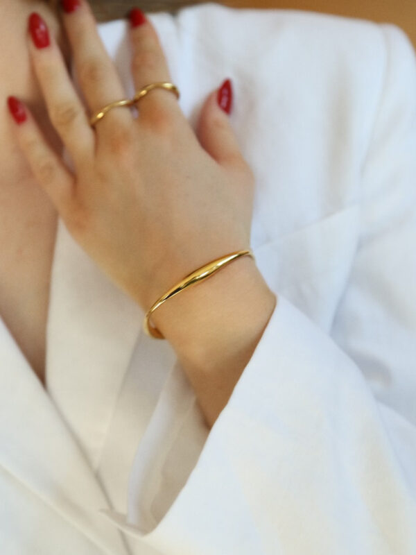 VJOSA – 18 K Gold plated minimal adjustable cuff bracelet - Image 3