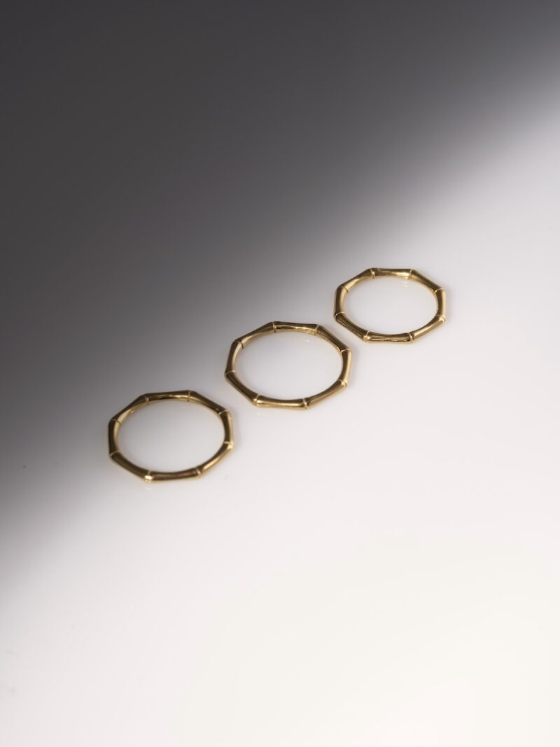 FAN TRIO - 18 K Gold plated bamboo ring