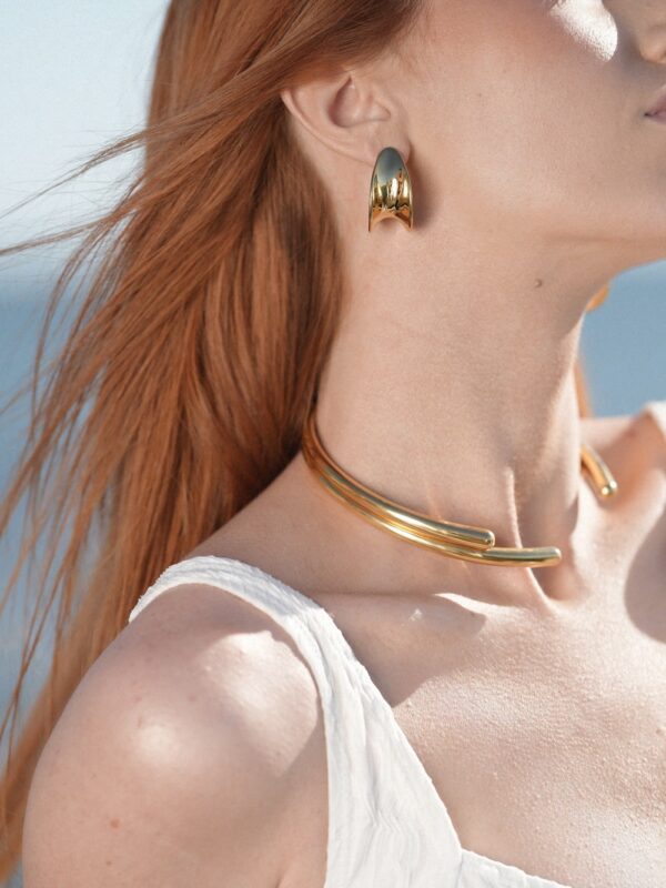 Adriatik - 18 k gold plated cuff necklace 