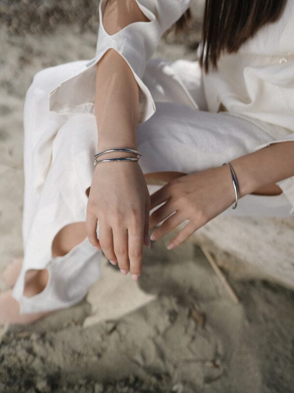 VJOSA DUO - Silver Plated Minimal Adjustable Cuff Bracelet - Image 2
